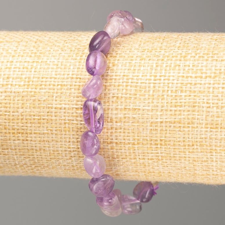 Amethyst Natural Stone Bracelet, Tumbled, Diameter 11x8mm+-, Length 18cm +