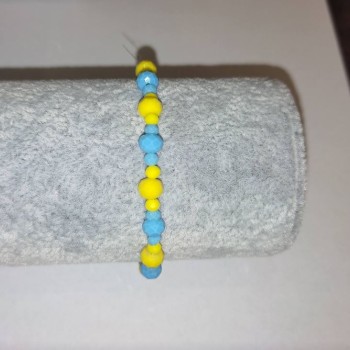 Bracelet "Ukraine" made from Czech crystal "faceted rondelle" on elastic, diameter 6x4mm +-, diameter 3x2mm +-, length 18cm+-
