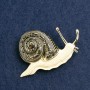 Snail Brooch White & Gold Enamel, Gold-Tone Metal 50x32mm