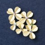 Leaves Brooch, yellow enamel, with rhinestones, gold-tone metal 57x40mm