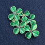 Leaves Brooch, green enamel, with rhinestones, gold metal, 57x40mm