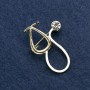 Stethoscope Brooch, white enamel, with white stone, gold-tone metal 43x29mm