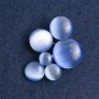 Accent Brooch with cat's eye stone, blue colour, silver-tone metal, 45x35mm