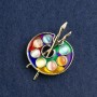 Palette Brooch, multicoloured enamel, gold-tone metal, 46x34mm