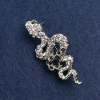 Snake Brooch with white and black rhinestones, dark silver-tone metal, 55x25mm