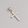 Xuping Cross Pendant, 18K Gold Plated with white rhinestones, diameter 19x14mm+/-, length 26mm