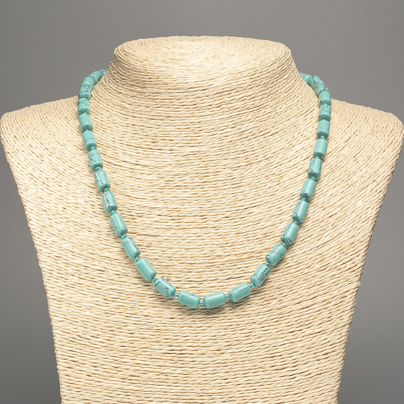 Turquoise Necklace, Smooth Cylinder, Diameter 10x6mm +/-, Length 47cm +