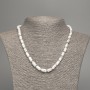 Cacholong Necklace, Natural Stone Smooth Cylinder, Diameter 10x6mm +/-, Length 49cm +