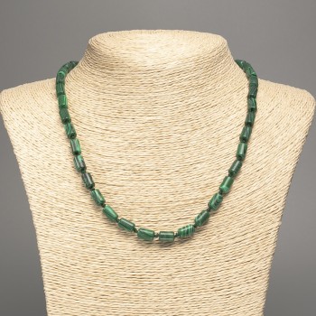 Malachite (Pressed) Necklace, Smooth Cylinder, Diameter 10x6mm +/-, Length 49cm +