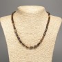 Tiger's Eye Necklace, Natural Stone Smooth Cylinder, Diameter 10x6mm +/-, Length 49cm +