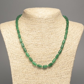 Chrysoprase Necklace, natural stone smooth cylinder, diameter 10x6mm +-, length 49cm +