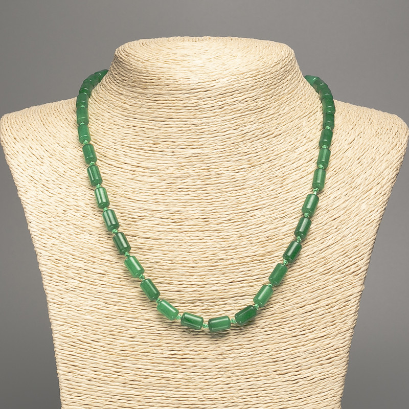 Chrysoprase Necklace, natural stone smooth cylinder, diameter 10x6mm +-, length 49cm +