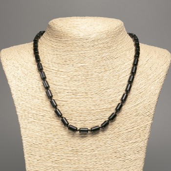 Agate (pressed) Necklace, smooth cylinder, diameter 10x6mm +-, length 48cm +