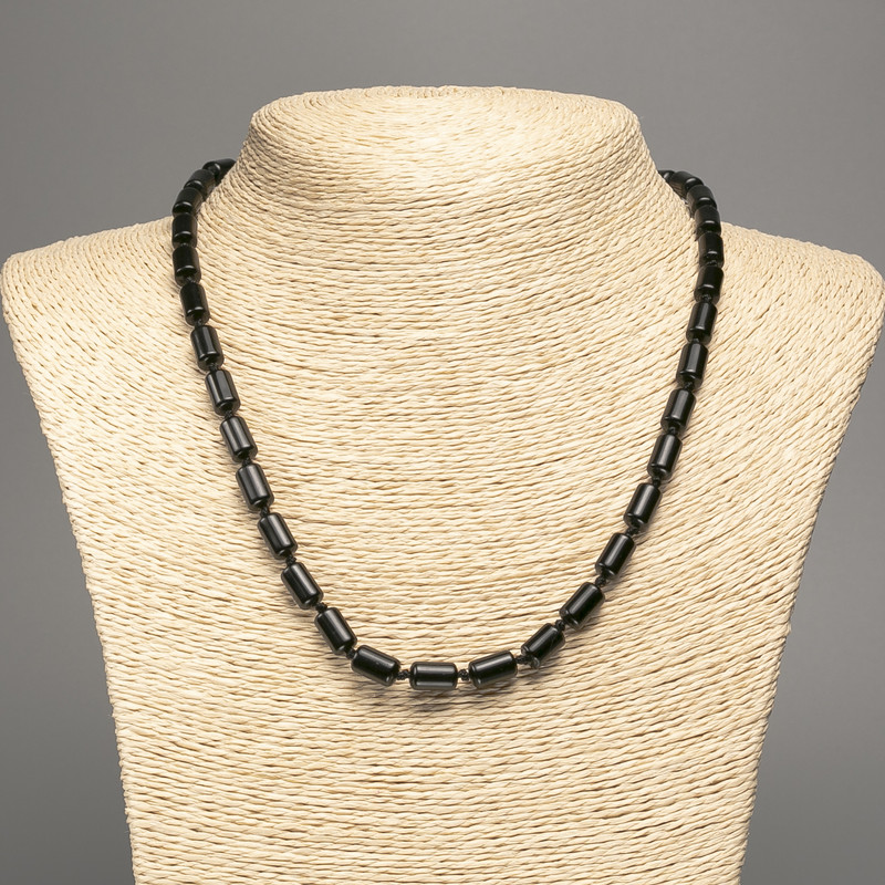 Agate (pressed) Necklace, smooth cylinder, diameter 10x6mm +-, length 48cm +