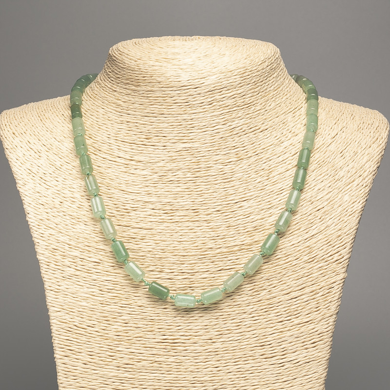 Jade Necklace, natural stone, smooth cylinder beads, diameter 10x6mm+/-, length 50cm+