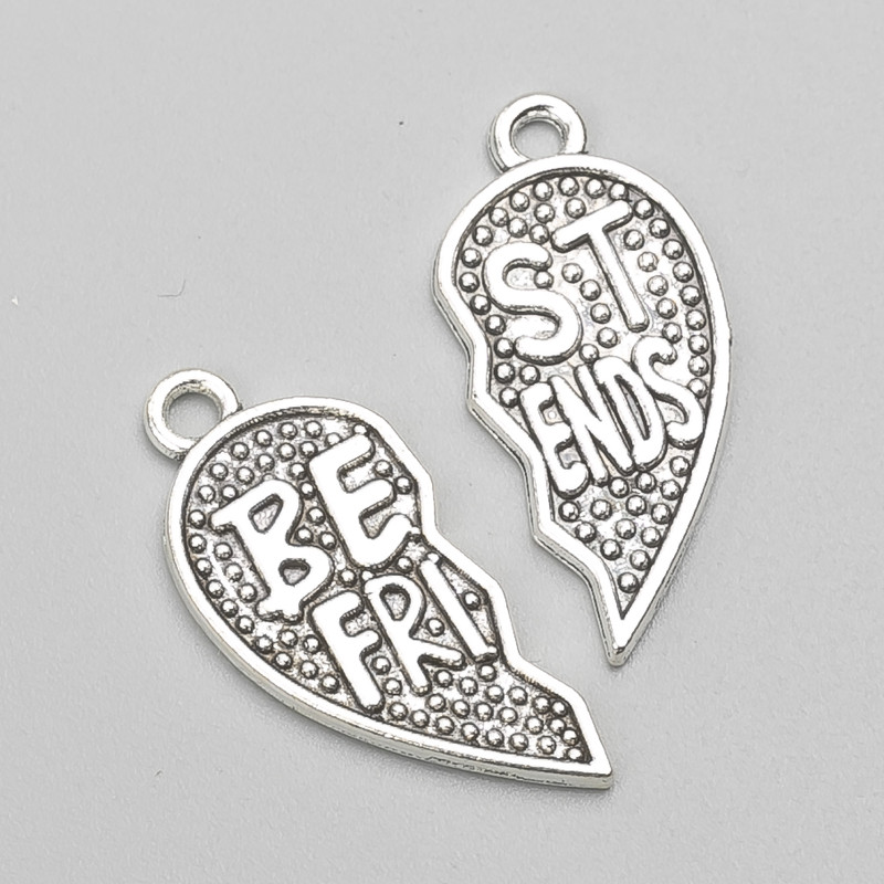 Findings Pendant Heart Half 29x13mm pack of 10 halves +/- 20g