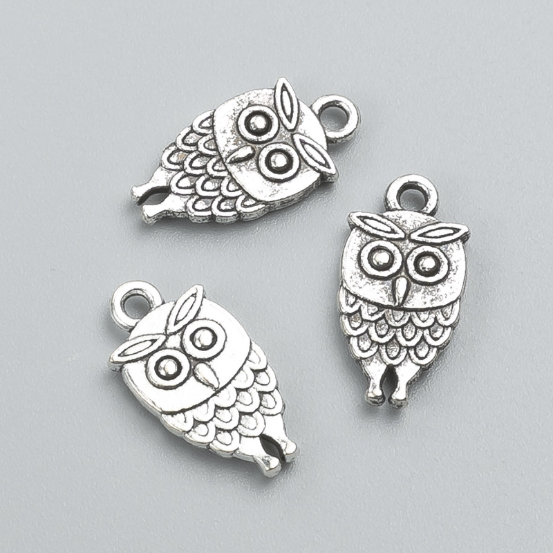 Pendant Finding Owl 18x9 mm, pack of ~15 pcs, 20g
