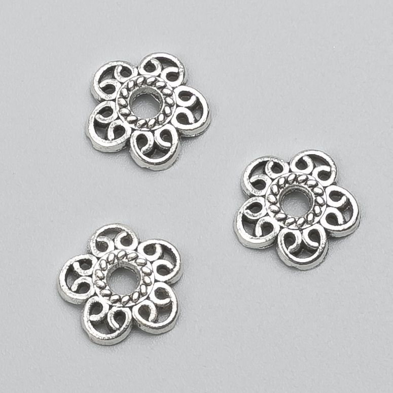 Findings End Cap silver metal colour, diameter 12x2(+/-)mm pack -20g 52(+/-)pcs