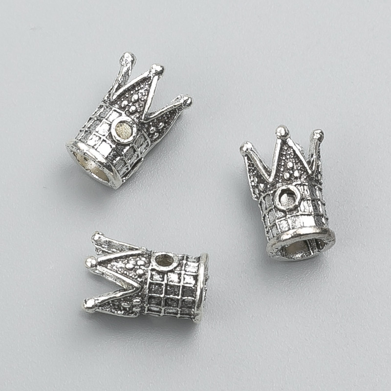 Findings Crown End Cap silver metal colour, diameter 13x8(+/-)mm pack -20g 17(+/-)pcs
