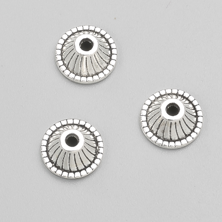 Findings Cord End Cap silver metal colour, diameter 10x5(+/-)mm pack -20g 30(+/-)pcs