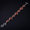 Clearance. Aventurine Bracelet "Golden Sand" bezel "prong" oval stones 7 pcs 20×16 and 13×16mm more or less cm, length 18-21cm