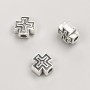 Bead Plug in Cross Shape, 9×9×5mm, packaged 20g, 18 pcs approx., metal colour “silver”
