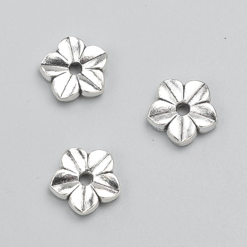 Findings Spacer Bead Flower, diameter 11x3mm pack 20g 15pcs+/- silver-tone metal