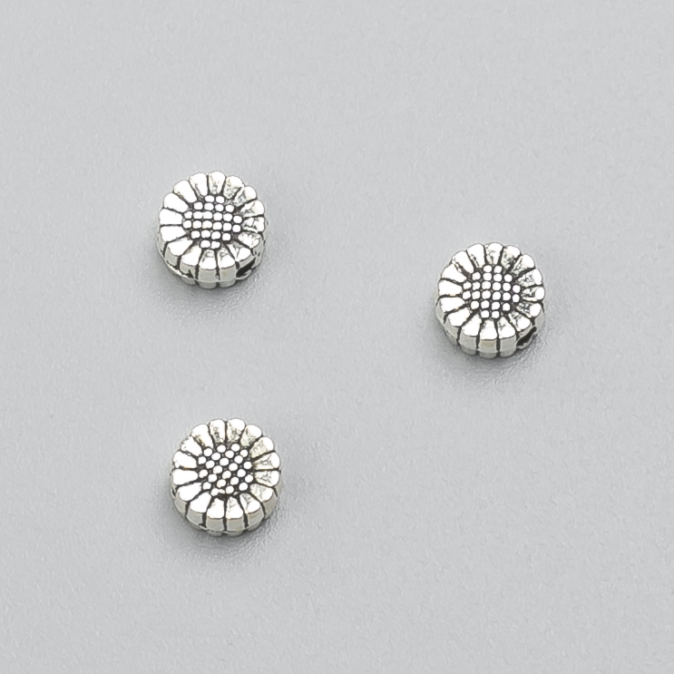Jewellery Findings Flower Bead Spacer, Diameter 6x3mm, Pack 20g, 66(+-)pcs, Silver Metal Colour