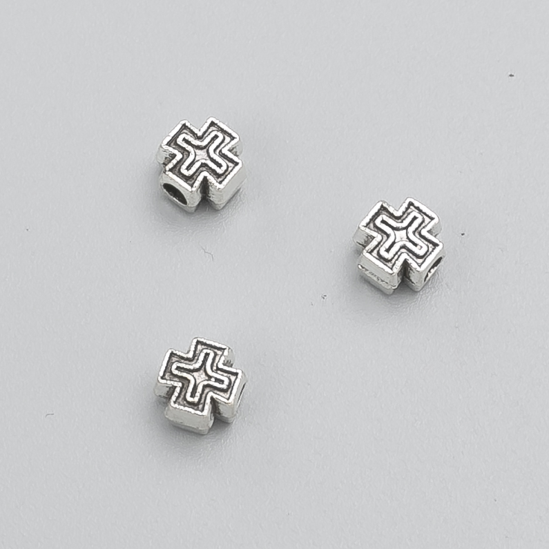 Cross Bead Spacer findings, diameter 5.5x5.5x4mm, hole diameter 1.9mm+/- pack 20g, 45pcs+/- metal colour "silver"