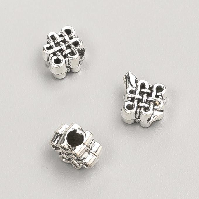 Jewellery Findings Bead Insert, 8x7x5mm, 20g Pack, 30pcs+/-, Silver Metal Colour