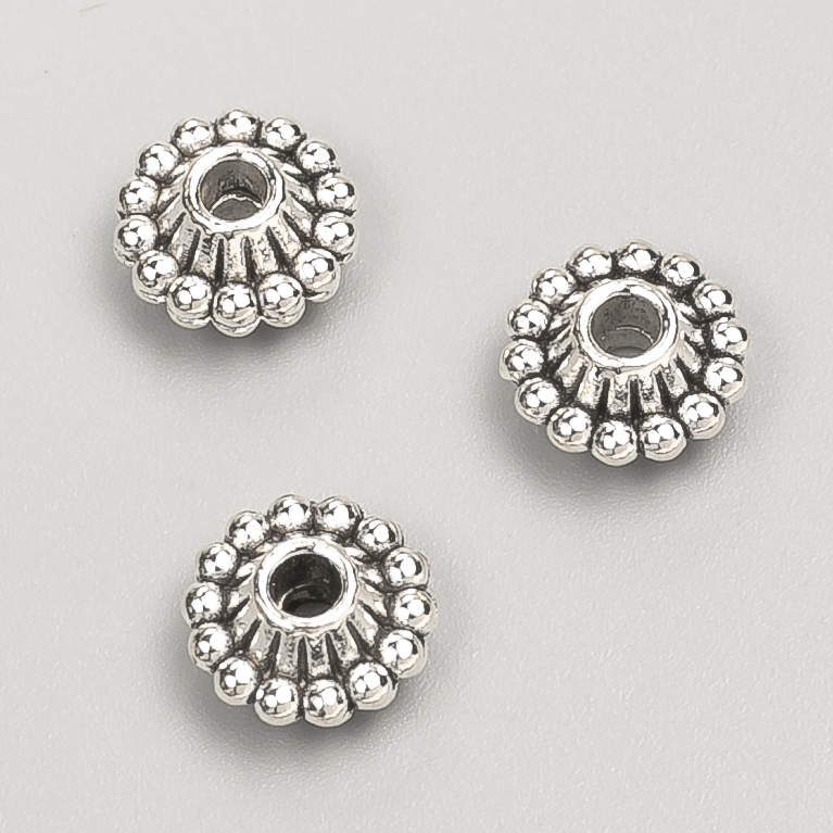 Bead insert findings, diameter 11x6mm, pack 20g, 16pcs+/- metal colour "silver"
