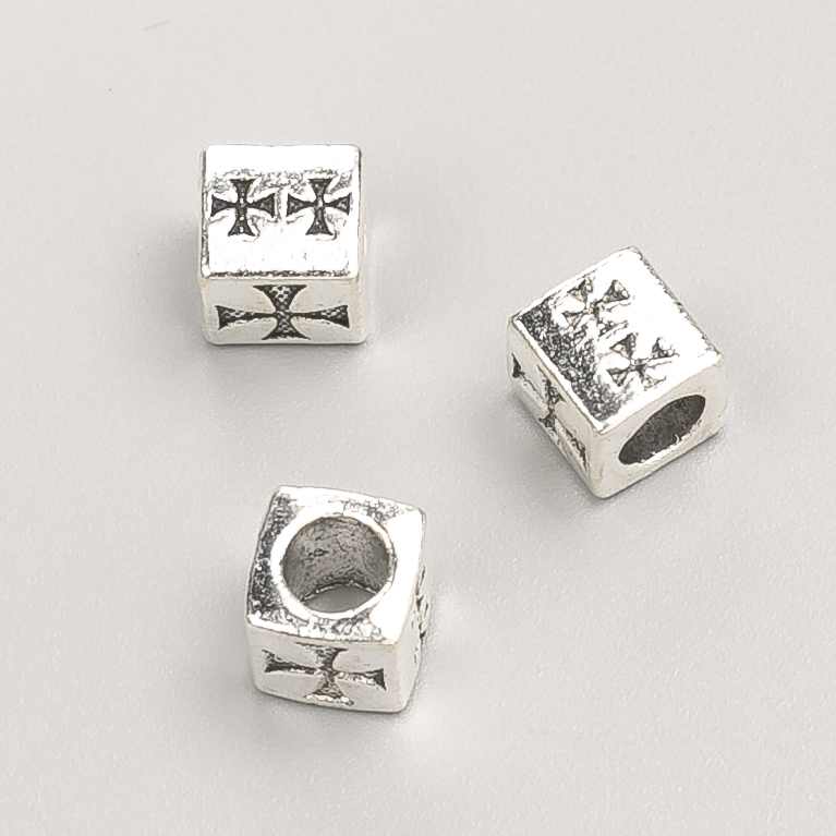 Pandora bead findings Cross, diameter 7mm, pack 20g, 14pcs+/- metal colour "silver"