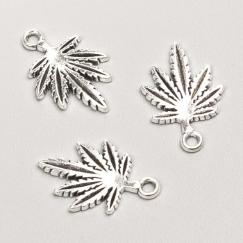 Jewellery Findings Hemp Leaf Pendant, 19x13mm, 26pcs+/- Pack, 20g