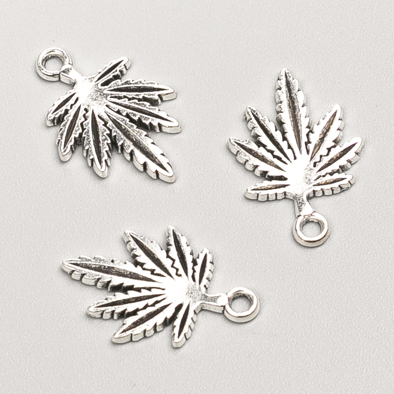 Jewellery Findings Hemp Leaf Pendant, 19x13mm, 26pcs+/- Pack, 20g