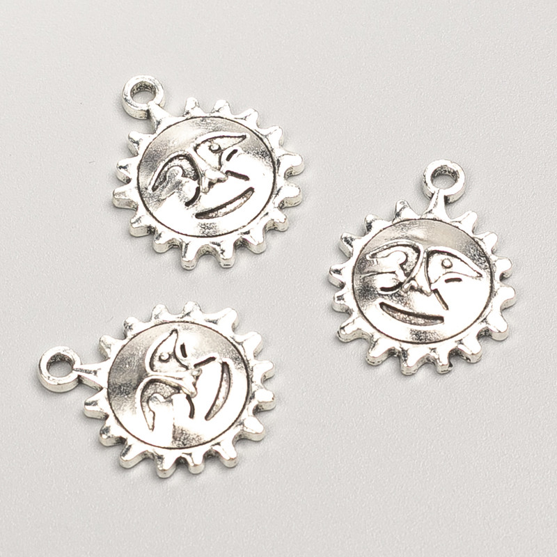 Jewellery Findings Sun Pendant, 21x16x3mm, 11pcs+/- Pack, 20g