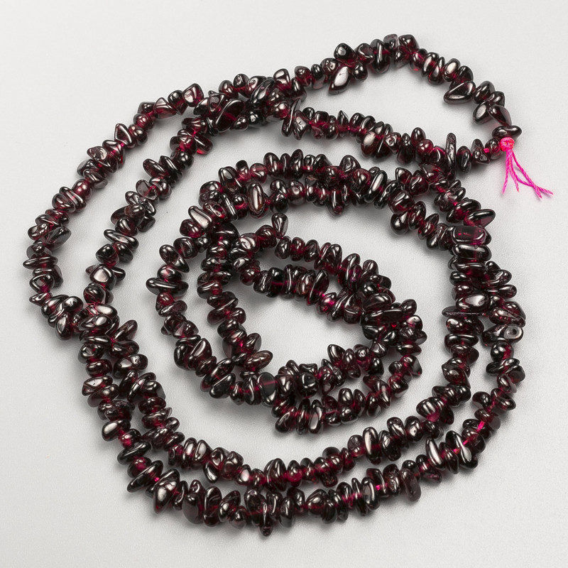 Garnet Beads, Natural Stone Chips, Diameter 5x3mm+/-, Length 80cm+/- on Thread