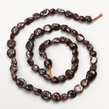 Garnet Beads, Natural Stone Tumbled, Diameter 8x7mm+/-, Length 41cm+/- on Thread