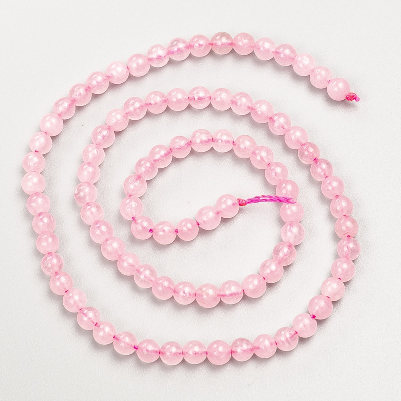 Beads Pink Quartz Natural Stone Smooth Round, Diameter 4.5mm+/-, Length 38cm+/- on Thread