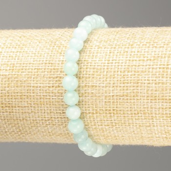 Amazonite Bracelet, Natural Stone Smooth Round Beads, Diameter 6.5mm+/-, Length 18cm on Elastic