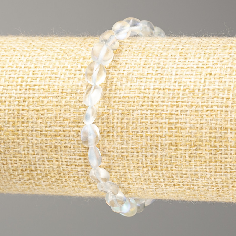 Opal Glass Chameleon Bracelet, tumbled beads on elastic cord, diameter 8x6mm+/-, length 18cm