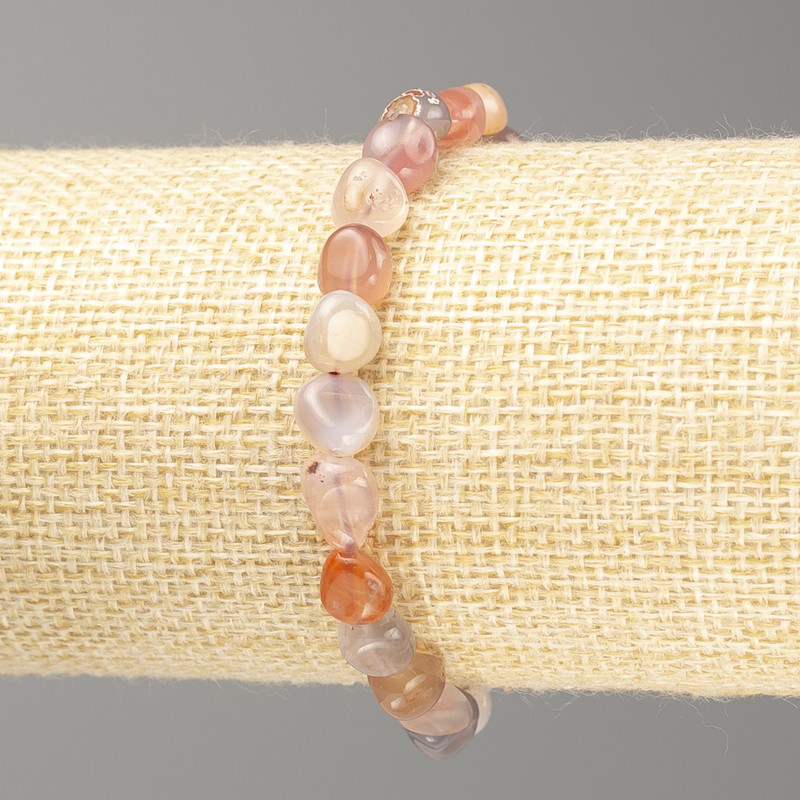 Carnelian Bracelet, natural tumbled stone on elastic cord, diameter 9x7mm+/-, length 18cm