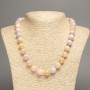 Necklace "Morganite" smooth round bead, diameter ±12mm, length ±50cm, made from white jade (synthetic, dyed)