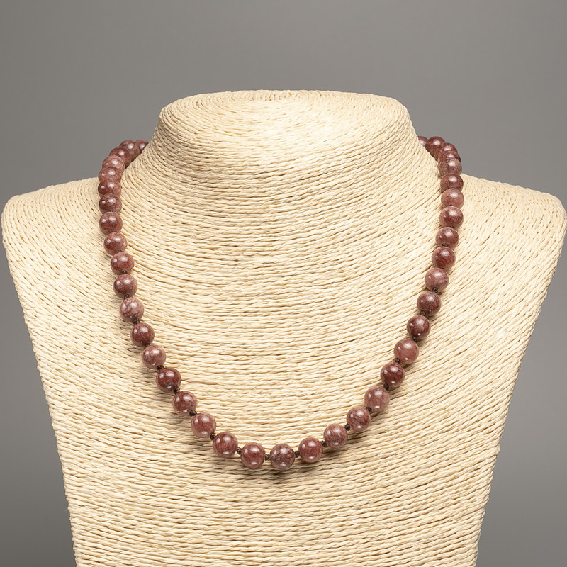 Necklace "Jasper" smooth round bead, diameter ±8mm, length ±50cm, made from white jade (synthetic, dyed)