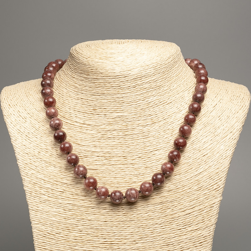 Necklace "Jasper" smooth round bead, diameter ±10mm, length ±50cm, made from white jade (synthetic, dyed)