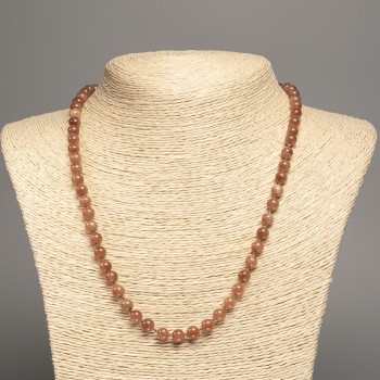 "Jasper" Necklace, smooth round beads, diameter 6mm+/-, length 50cm+/-, made from white jade stone (synthetically dyed)