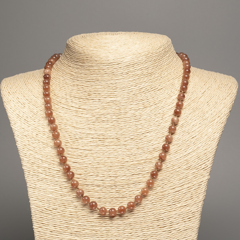 "Jasper" Necklace, smooth round beads, diameter 6mm+/-, length 50cm+/-, made from white jade stone (synthetically dyed)
