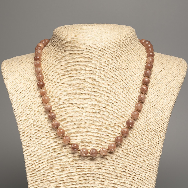 "Jasper" Necklace, smooth round beads, diameter 8mm+/-, length 50cm+/-, made from white jade stone (synthetically dyed)