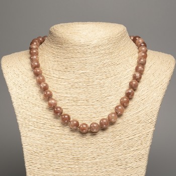 "Jasper" Necklace, smooth round beads, diameter 10mm+/-, length 50cm+/-, made from white jade stone (synthetically dyed)