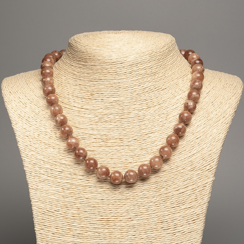 "Jasper" Necklace, smooth round beads, diameter 10mm+/-, length 50cm+/-, made from white jade stone (synthetically dyed)