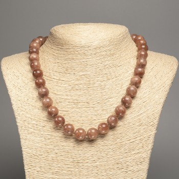 "Jasper" Necklace, smooth round beads, diameter 12mm+/-, length 50cm+/-, made from white jade stone (synthetically dyed)